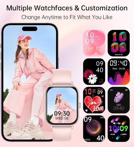 Vista 6 de Reloj inteligente para mujeres y hombres (respuesta/hacer llamadas), monitor de fitness, pantalla HD de 1.83 pulgadas con monitor de frecuencia