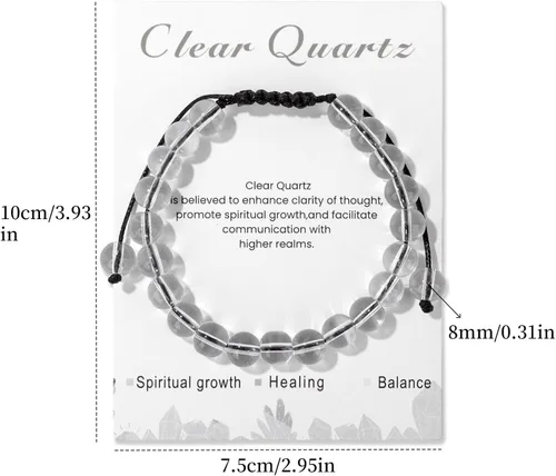 Vista 57 de Pulsera de cristal curativo para mujer de 0.315 in, pulsera de cuentas de cristal natural ajustable hecha a mano, joyería curativa, regalo