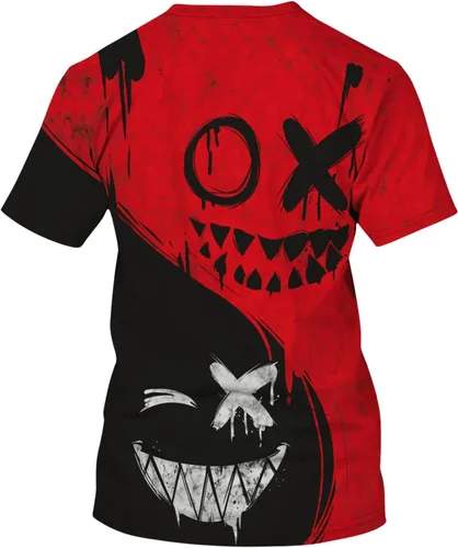 Vista 2 de WDIRARA Camiseta de manga corta con estampado gráfico de dibujos animados de dos tonos para hombre
