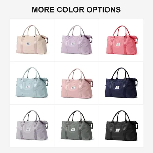 Vista 5 de Bolsa de viaje deportiva grande para gimnasio, bolsa de mano para mujer, bolsa de fin de semana, Gris, Moda