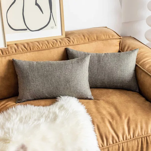 Vista 38 de Fundas de almohada decorativas Demetex grises 18x18, fundas de almohada cuadradas de lino para sofá, fundas de almohada estilo granja para cama