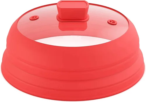 Vista 7 de Cubierta de vidrio para salpicaduras de microondas, tapa protectora de salpicaduras con silicona plegable para cubierta de placa de cubierta de olla