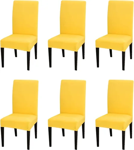 Vista 30 de Chickwin Paquete de 2 fundas elásticas para sillas de comedor, fundas elásticas negras para sillas de cocina, de elastano, sin brazos, ideales
