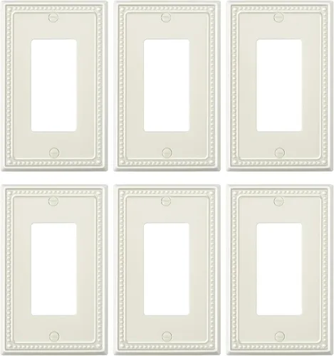 Vista 77 de Paquete de 2 cubiertas de placa de interruptor de luz de doble palanca, cubiertas decorativas de placa de doble interruptor Pearls, placa de pared