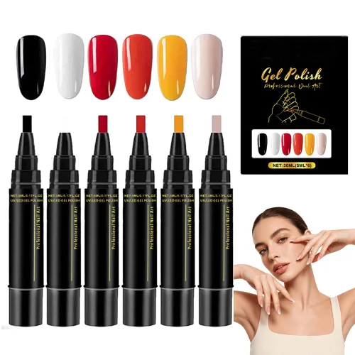 Vista 9 de Juego de bolígrafos profesionales para esmalte de uñas, 6 colores para arte Conjunto E