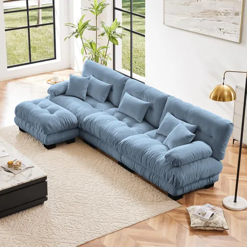 Vista 101 de Otomana beige para sofá modular modular, sofá individual, asiento otomano para sofá modular convertible, sofás de terciopelo para sala de estar