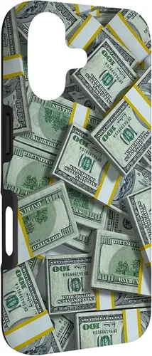Vista 3 de Pile Money Finance Currency 100 Dollar Stacks Bill s Success Case para iPhone 17