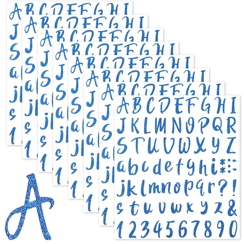 Vista 16 de 576 piezas de 8 hojas de calcomanías de letras de graduación, letras de vinilo autoadhesivas, calcomanías de números del alfabeto, calcomanías