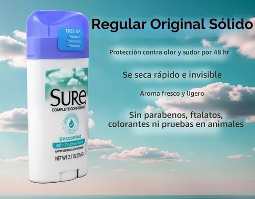 Vista 6 de Sure Desodorante antitranspirante sólido original sin perfume, 2.70 onzas (paquete de 6)
