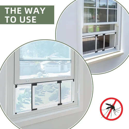 Vista 5 de FLYZZZ - Protector ajustable, deslizable y expansible para ventanas con marco de aluminio con dos modos de colocación, horizontal