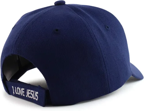 Vista 3 de Trendy Apparel Shop Gorra de bola cristiana bordada a mano Only Jesus Praying Azul marino