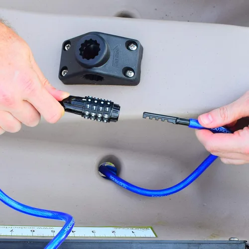 Vista 8 de DocksLocks Candado de cable de seguridad recto resistente a la intemperie (longitudes de 5 pies a 25 pies) con combinación reiniciable, protección