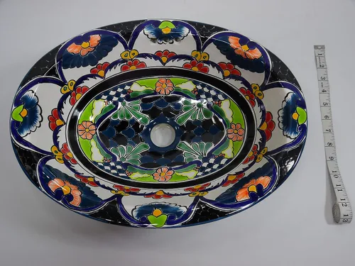 Vista 5 de 16" X 12" TALAVERA SINK drop in or undermount mexican bathroom handmade ceramic