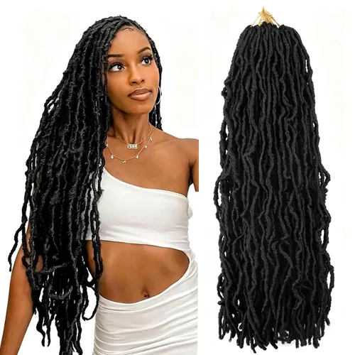 Vista 23 de 6 Paquetes Soft Locs Cabello de Ganchillo Pre Looped Faux Locs Trenzas de Ganchillo Goddess Locs Dreadlocs Cabello Sintético Para Mujeres Negras 1b