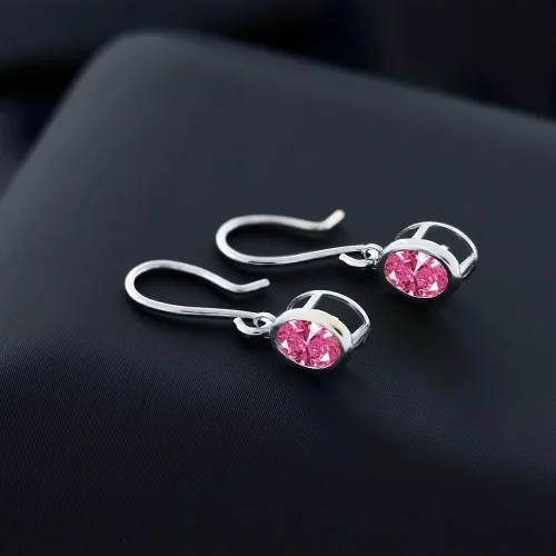 Vista 39 de Gem Stone King Aretes colgantes de plata de ley 925 de 0.276 x 0.197 in con piedra natal ovalada de alambre francés para mujer