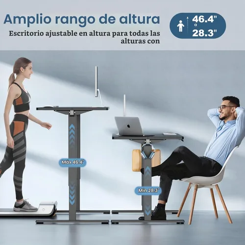Vista 4 de DUMOS Escritorio eléctrico de pie de 40 pulgadas con altura ajustable, estación de trabajo para computadora para trabajar sentado o de pie, mesa