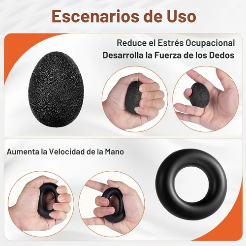 Vista 6 de Grip Strength Trainer Kit (5 Pack) Adjustable Resistance Hand Gripper,Finger Exerciser,Hand Extension Exerciser,Stress Relief Ball and Forearm Negro