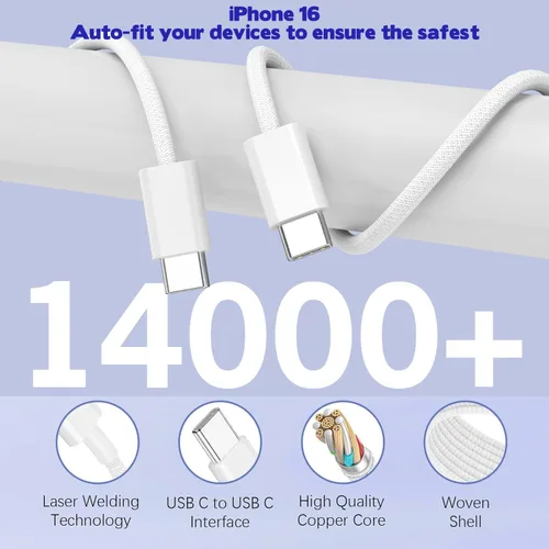 Vista 8 de Bloque de carga rápida para iPhone 17/16, paquete de 2 bloques de carga USB de 60 W, adaptador de carga de 5 puertos para Apple iPhone cargador