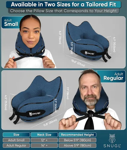 Vista 5 de SNUGL Almohada de viaje – Almohadas de espuma viscoelástica – Almohada para el cuello para avión con bolsa de transporte y clip – Almohadas de apoyo