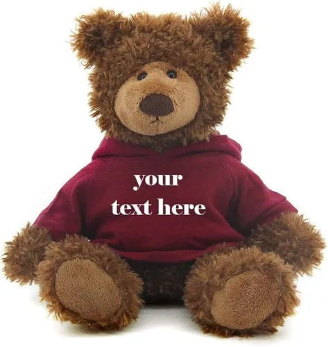 Vista 13 de Plushland Oso Frankie marrón de 12 pulgadas, regalo personalizado de animal de peluche, gran regalo para el día de la madre, día de San Valentín