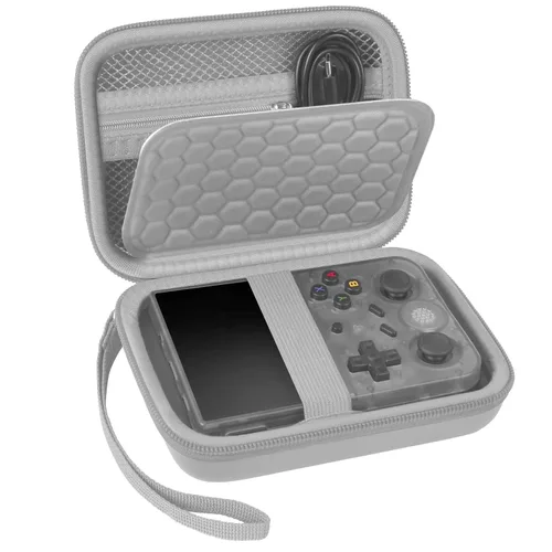 Vista 19 de PAIYULE Travel Case Compatible with RG353V/ RG353VS/ R36S Retro Handheld Game Console, Handheld Emulator Storage Holder Organizer, Android Game Beige
