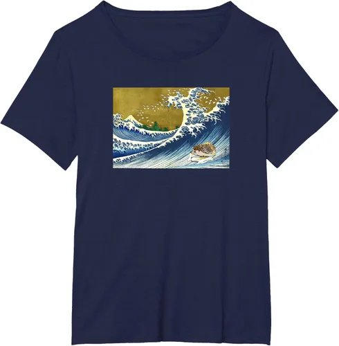 Vista 13 de Camiseta de surf japonés con diseño de erizo Azul Marino