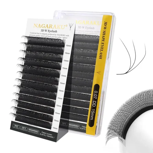 Vista 274 de NAGARAKU Extensiones de pestañas prefabricadas en abanico 3D W 0.05 C 0.315 0.05-C 3D W