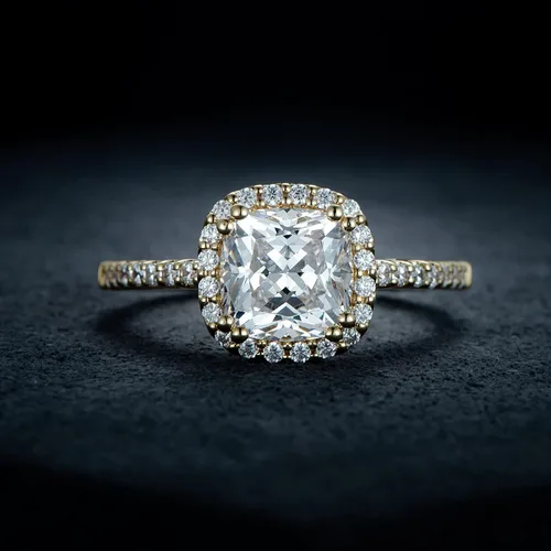 Vista 6 de HAFEEZ CENTER Engagement Rings for Women, Promise Rings for Women, Rings, Rings for Women, 2.5ct Cushion Cut Yellow Gold Plated Engagement Rings