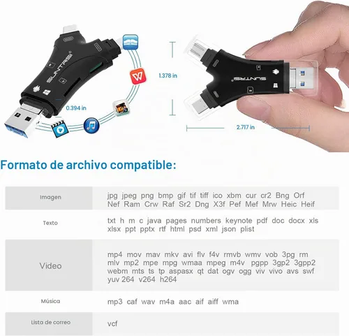 Vista 4 de Lector de Tarjetas SD para iPhone/iPad/Android/Mac/Computadora/Cámara, Lector de Tarjetas Micro SD 4 en 1, Visor de Cámara Trail, Lector de Tarjetas