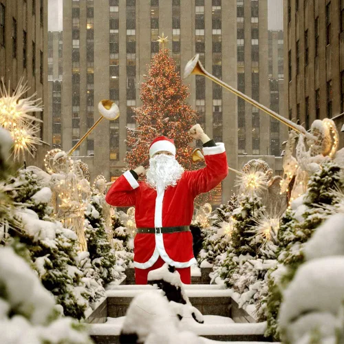 Vista 5 de Traje de Papá Noel, disfraz clásico de franela de terciopelo de Navidad para hombre