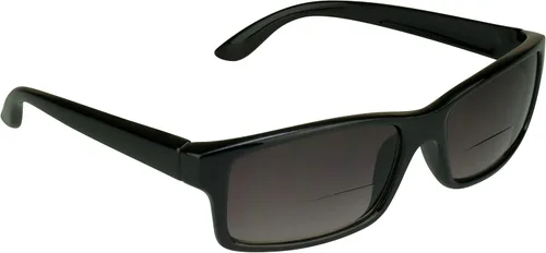 Vista 8 de proSPORT Gafas de sol bifocales tintadas para lectores rectangulares +1.50 gris oscuro lente humo marco negro hombres mujeres caso