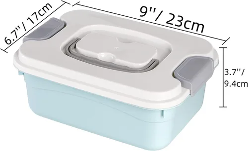Vista 2 de Elsjoy Juego de 6 cubos pequeños de plástico con tapa y asa, caja de almacenamiento de plástico de 2.1 cuartos de galón, contenedor