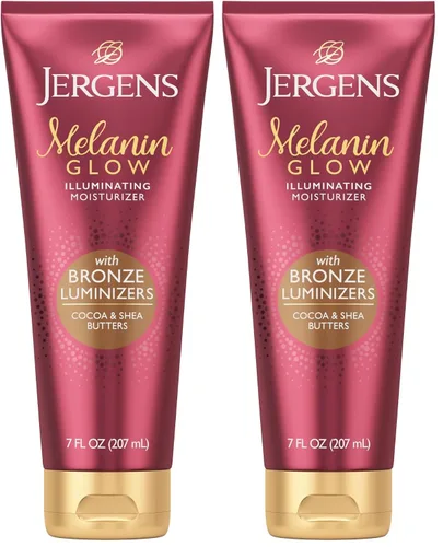 Vista 7 de Jergens Melanin Glow Mejorador de brillo facial, luminizador e hidratante con ácido hialurónico, probado por dermatólogos, no comedogénico, 2Oz