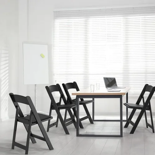 Vista 8 de FCH Silla plegable de plástico con asiento acolchado, sillas plegables de resina con cojín suave, cómoda y resistente, adecuada para interiores