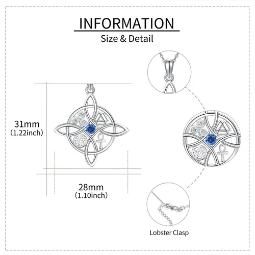Vista 70 de YAFEINI Collar con dije de nudo de bruja de plata de ley, amuleto de bruja de cruz celta, regalo para mujer