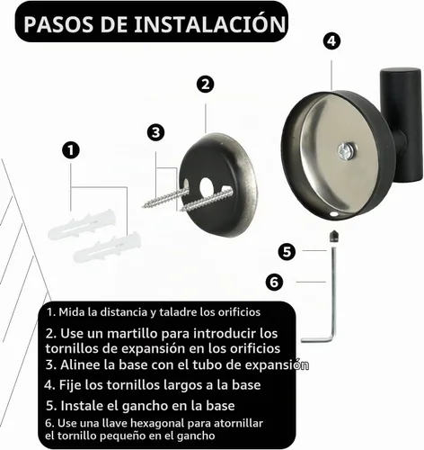 Vista 2 de Vuzvuv Paquete de 2 ganchos de pared mate negros, SUS304 de acero inoxidable impermeable para abrigo y bata, ganchos resistentes para baño, cocina