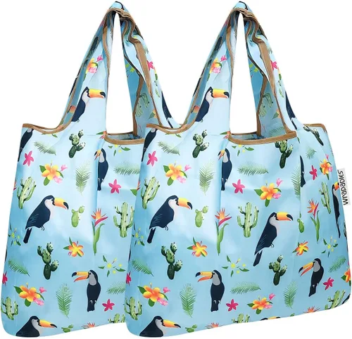 Vista 34 de allydrew Bolsa plegable de nailon para comestibles reutilizable (Set de 2), Ballenas Azules