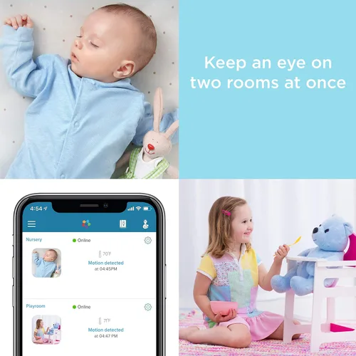 Vista 3 de Motorola Peekaboo Twin Cameras WiFi 1080p Video Baby Monitor - Luz nocturna multicolor, audio bidireccional, visión nocturna infrarroja