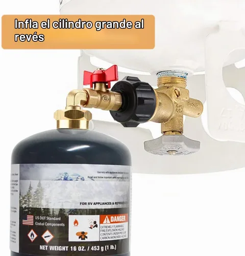Vista 5 de Adaptador de recarga de propano Convertidor de 20 libras a 1 lb con válvula de control de encendido/apagado