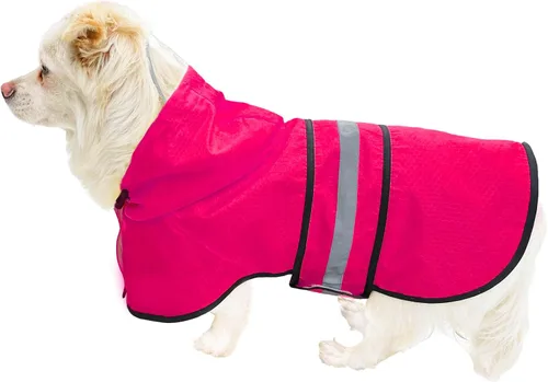Vista 12 de Impermeable para Perros Resistente al Agua Reflectante - Poncho Ligero Transpirable con Capucha Abrigo Chaqueta de Lluvia con Correa Ajustable