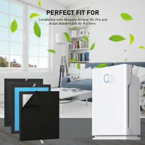Vista 5 de Airmax - Juego de repuesto de filtro HEPA de 10L Pro compatible con purificadores de filtro de aire Okaysou Airmax 10L Pro y Aiibot-A300, sistema