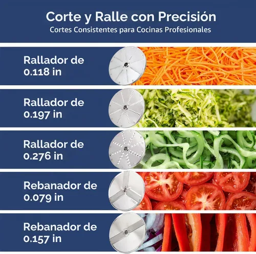 Vista 4 de TK Commercial Vegetable Chopper 750W - 5 discos para procesamiento de alimentos - NSF