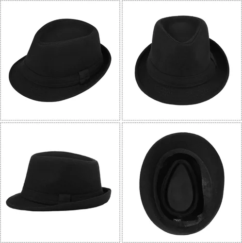 Vista 3 de SATINIOR 6 sombreros de gángster de fieltro para hombres, sombreros de caballero, sombreros de disfraz de Navidad para adultos, sombrero de fiesta