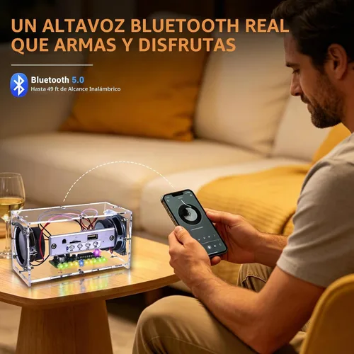Vista 4 de MiOYOOW Kit de altavoz Bluetooth DIY, kit de práctica de soldadura STEM