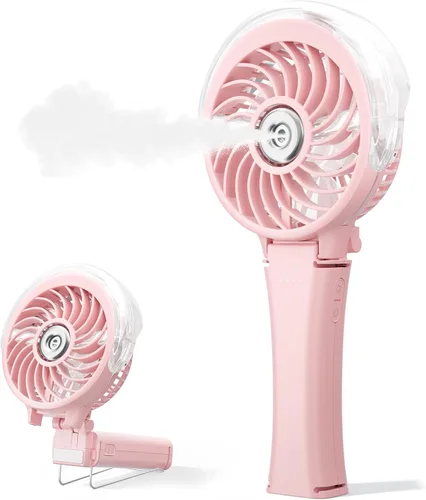 Vista 22 de HandFan Ventilador de nebulización portátil mejorado, ventilador de niebla personal recargable, ventiladores de niebla de agua en aerosol, mini Beige