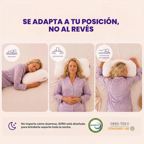 Vista 5 de Cloud - Almohada cervical ergonómica, espuma viscoelástica para Contorno de felpa suave para dormir de lado y de espalda, funda CleanWeave lavable