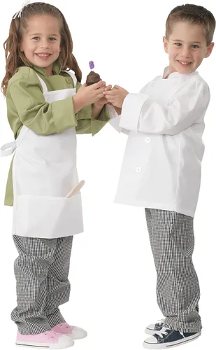 Vista 2 de Chef Works Abrigo de chef para niños, Blanco
