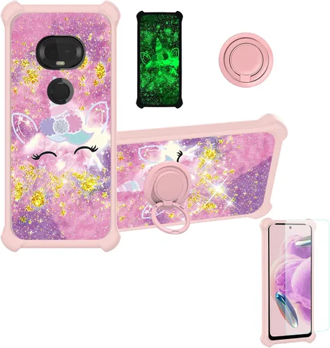 Vista 100 de jioeuinly JSF-DJS - Funda compatible con Nothing Phone 2a con protector de pantalla de vidrio templado, policarbonato duro + silicona suave, soporte