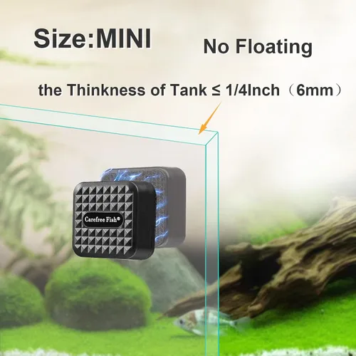 Vista 2 de Carefree Fish Acuario Super Fuerte Mini Limpiador Magnético para Peces de Vidrio Pequeño Cepillo de Algas No Flotante