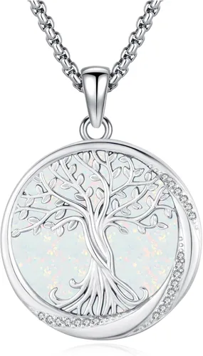 Vista 19 de Eusense Collar de ópalo para mujeres y hombres, joyería de ópalo azul y blanco de plata de ley 925 con dije de ópalo auténtico, regalo